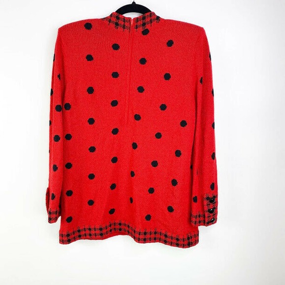 Mike Korwin Polka Dot Plaid Back Zip Sweater Sz 12 - Picture 3 of 5